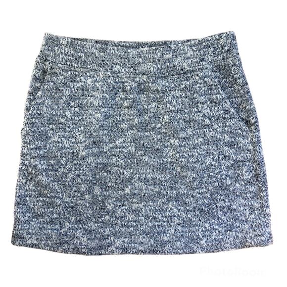 NEW Lou & Gray Blue White Textured Mini Skirt Elastic Waist Pockets Women's Med - Picture 1 of 5